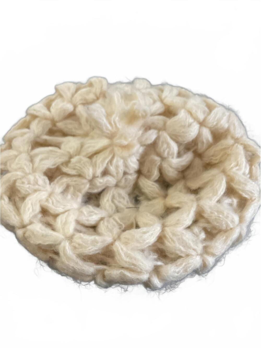 Vintage  Made In Italy Wool/Mohair Cozy Chunky Open Knit Beret Hat